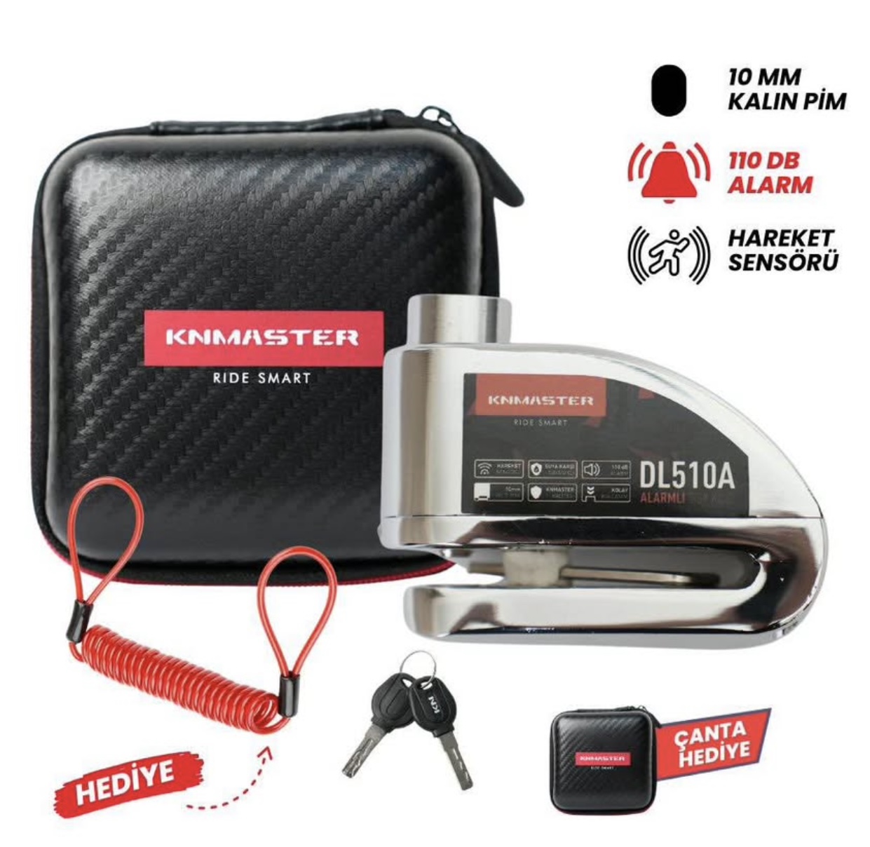 KNMASTER DL-510A ALARMLI &Ccedil;ELİK DİSK KİLİDİ