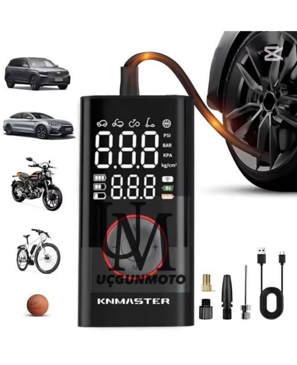 KNMASTER LP-200 DİJİTAL G&Ouml;STERGELİ ŞARJLI HAVA POMPASI