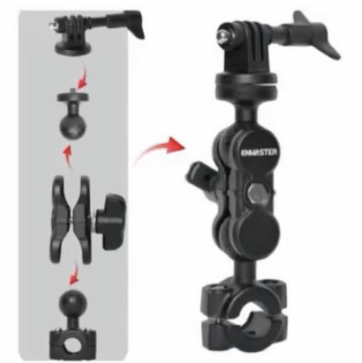 KNMASTER MC-130 AYARLANABİLİR MOTOSİKLET BAĞLANTI KAMERA AYNA DEMİR APARATI