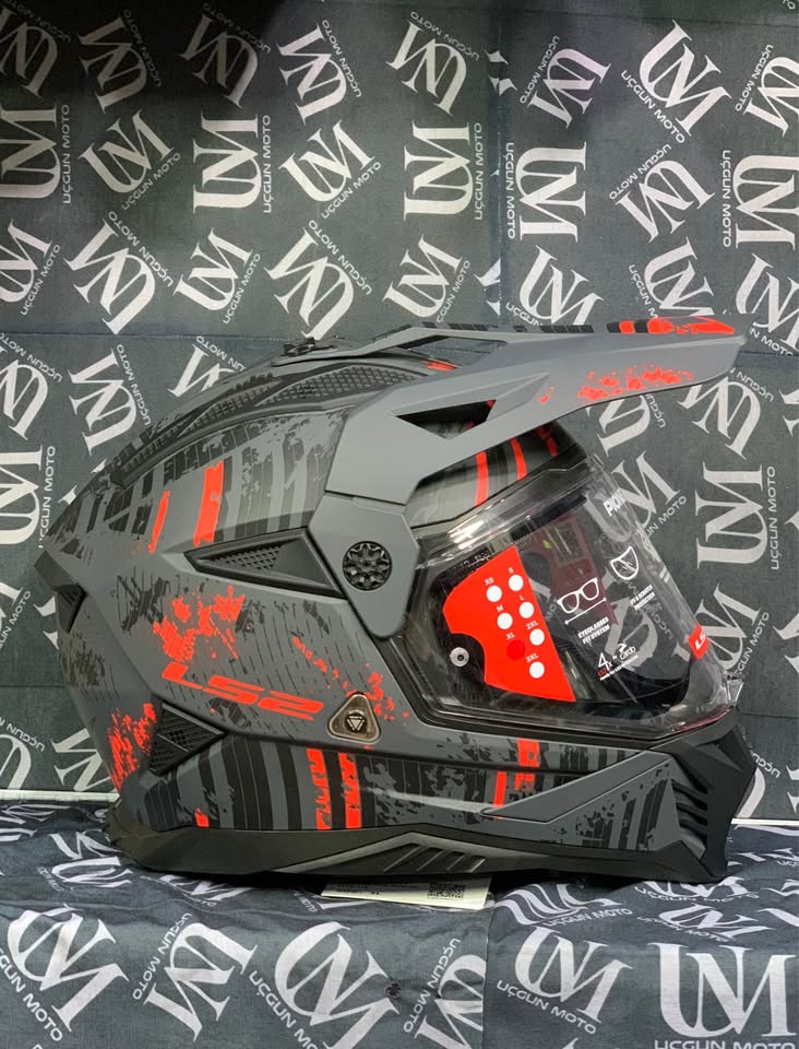 LS2 PIONEER G&Uuml;NEŞ G&Ouml;ZL&Uuml;KL&Uuml; FULLFACE CROSS KASK 