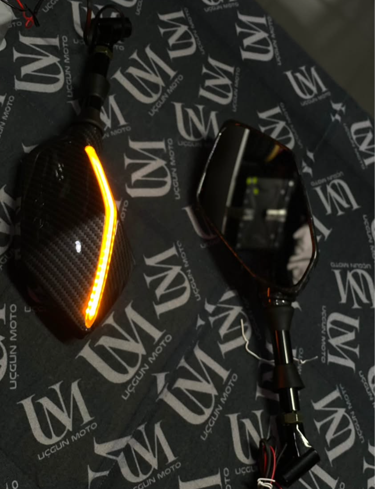 PSC- KARBON GRENAJ KALIN LEDLİ MOTOSİKLET AYNASI